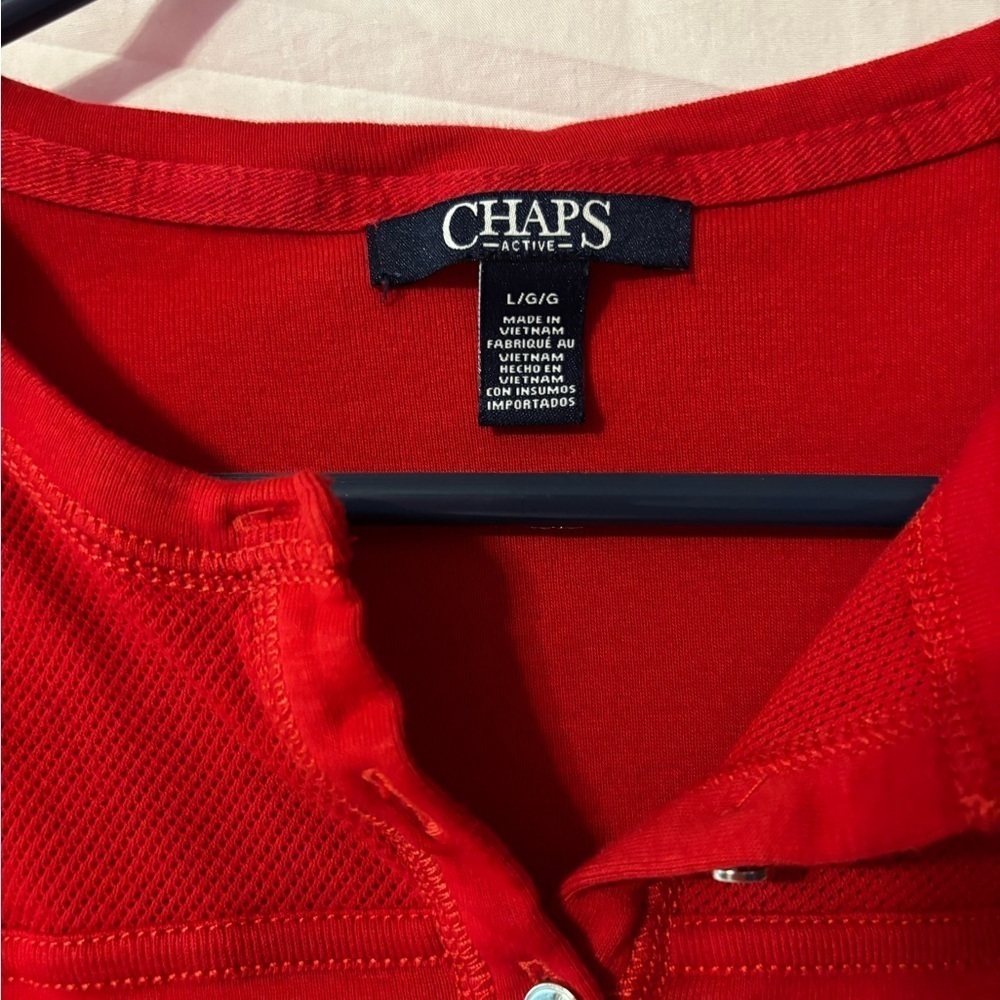Chaps Women's Vibrant Red Short Sleeve Shirt - Picture 2 of 7